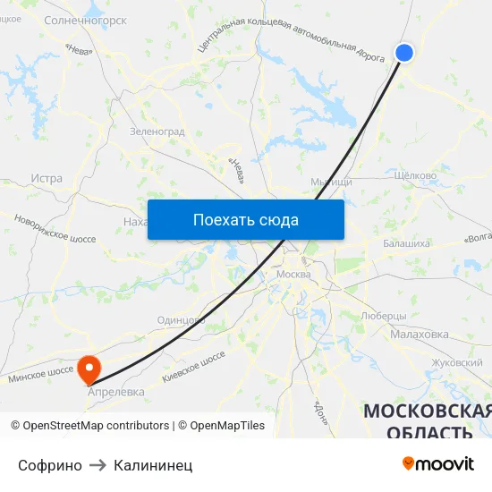 Софрино to Калининец map