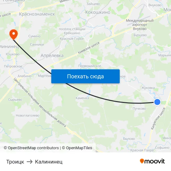 Троицк to Калининец map
