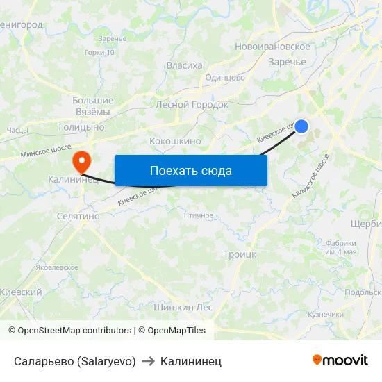 Саларьево (Salaryevo) to Калининец map