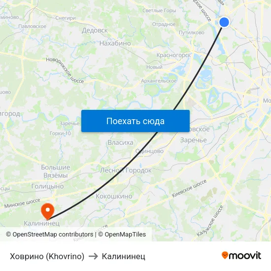 Ховрино (Khovrino) to Калининец map