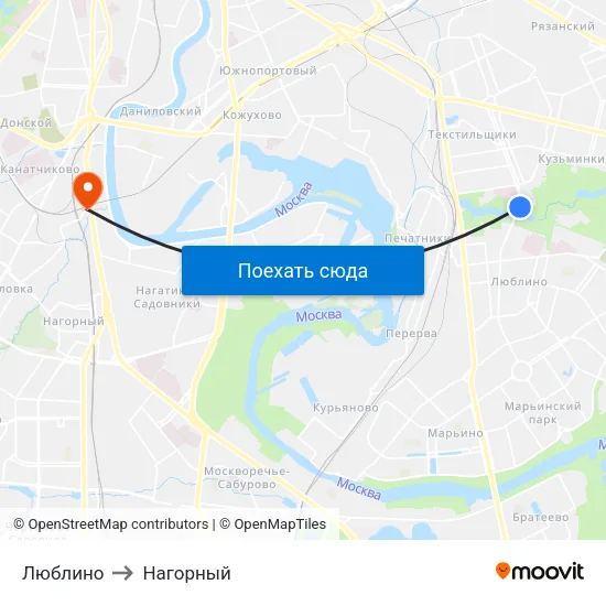 Люблино to Нагорный map