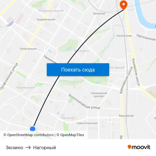 Зюзино to Нагорный map