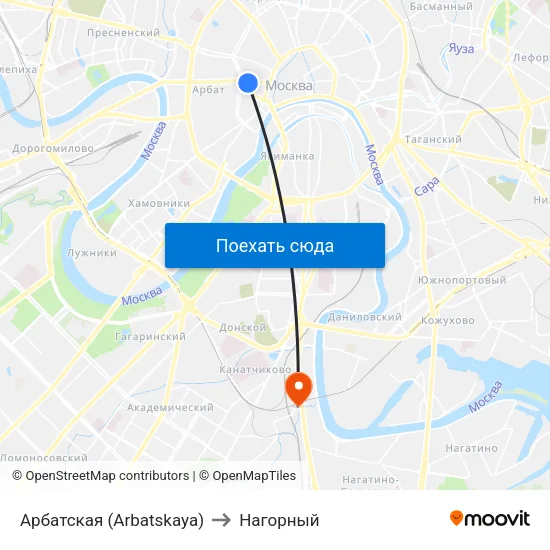 Арбатская (Arbatskaya) to Нагорный map