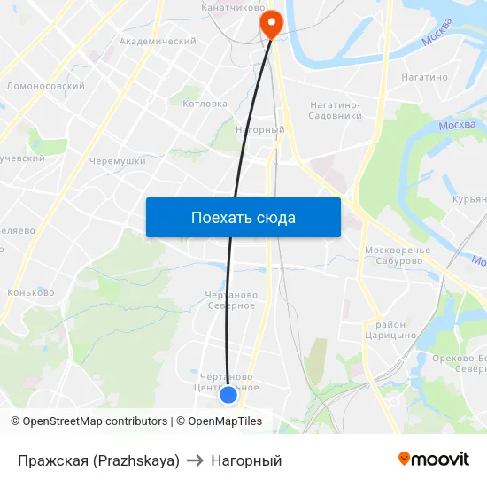 Пражская (Prazhskaya) to Нагорный map