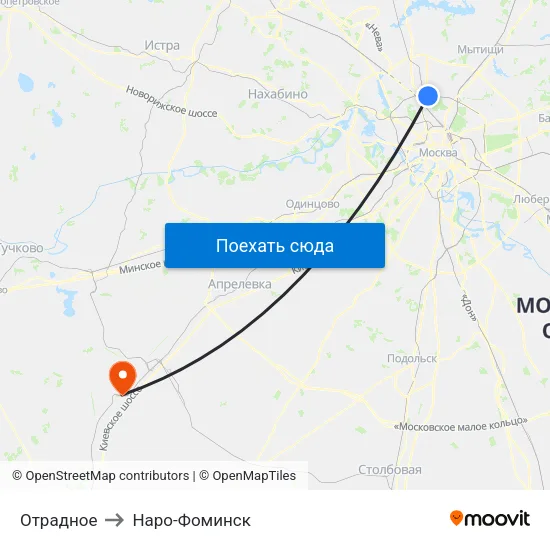 Отрадное to Наро-Фоминск map