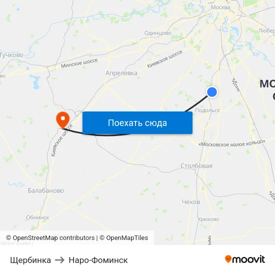 Щербинка to Наро-Фоминск map