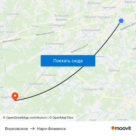 Внуковское to Наро-Фоминск map
