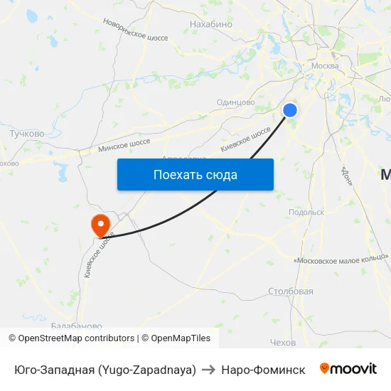 Юго-Западная (Yugo-Zapadnaya) to Наро-Фоминск map