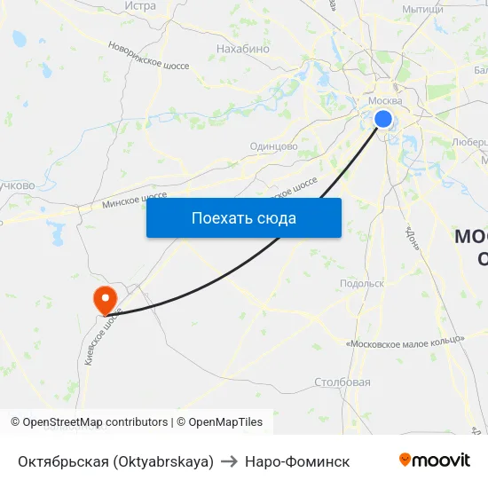 Октябрьская (Oktyabrskaya) to Наро-Фоминск map