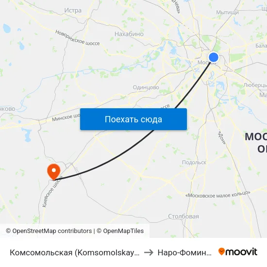 Комсомольская (Komsomolskaya) to Наро-Фоминск map