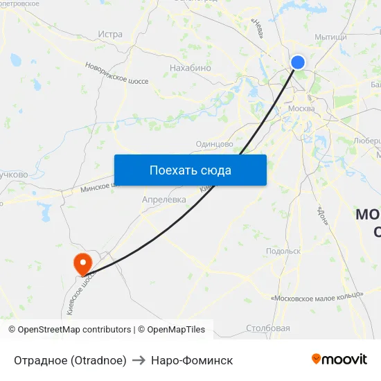 Отрадное (Otradnoe) to Наро-Фоминск map