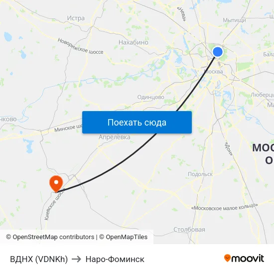 ВДНХ (VDNKh) to Наро-Фоминск map