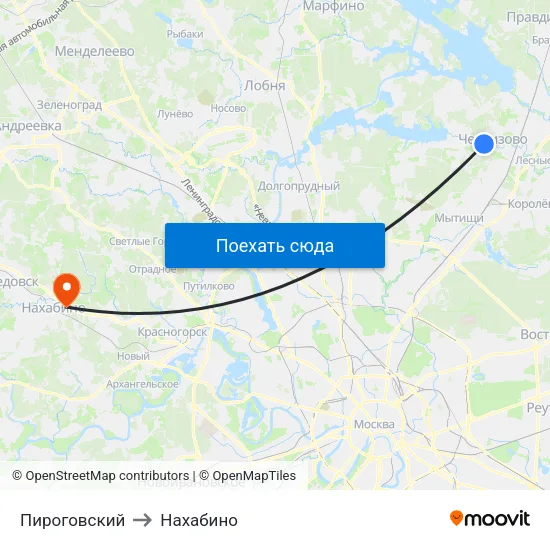 Пироговский to Нахабино map