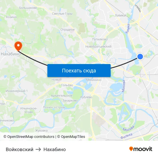 Войковский to Нахабино map