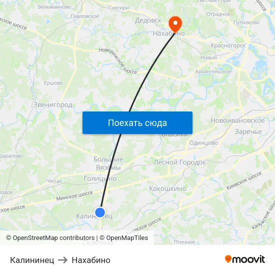 Калининец to Нахабино map