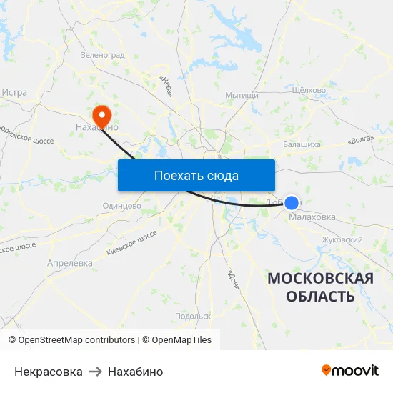 Некрасовка to Нахабино map