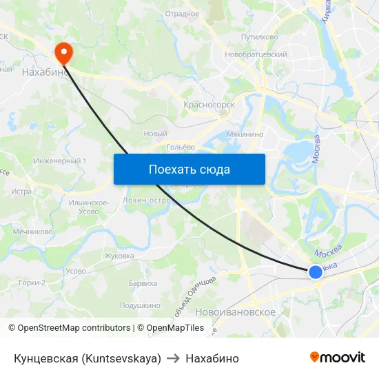 Кунцевская (Kuntsevskaya) to Нахабино map