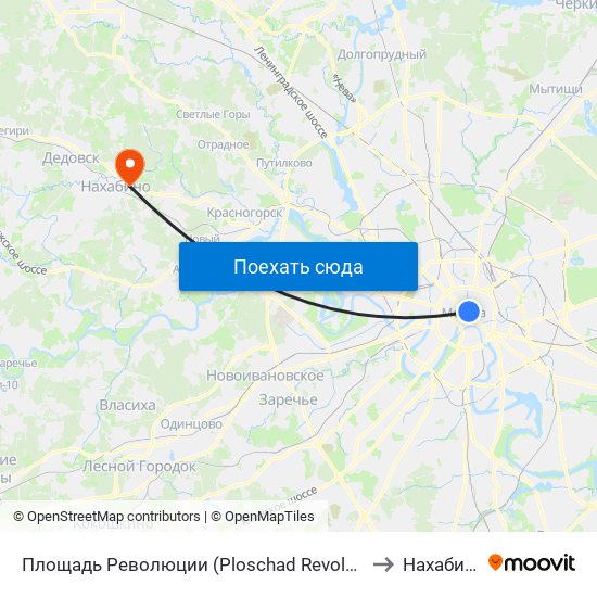 Площадь Революции (Ploschad Revolyutsii) to Нахабино map
