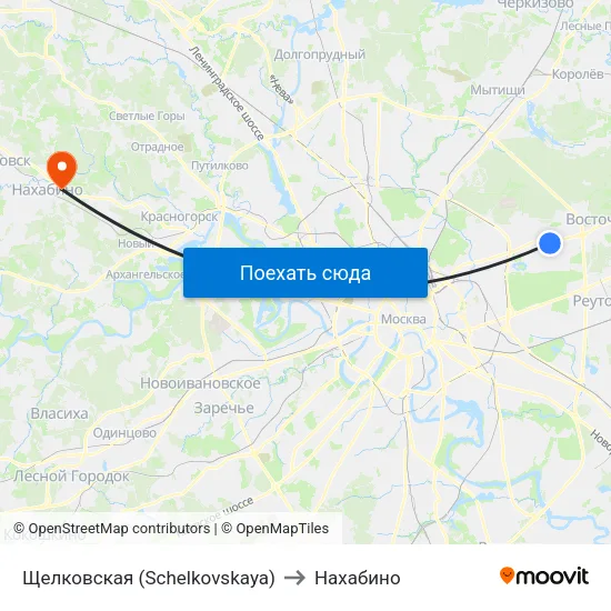 Щелковская (Schelkovskaya) to Нахабино map