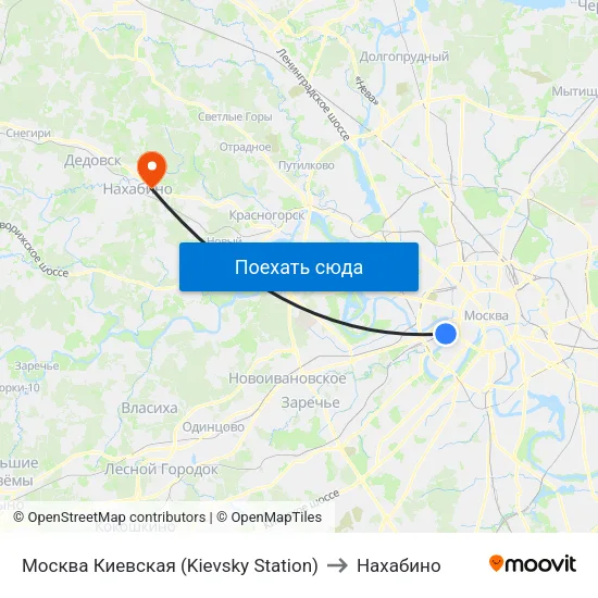 Москва Киевская (Kievsky Station) to Нахабино map