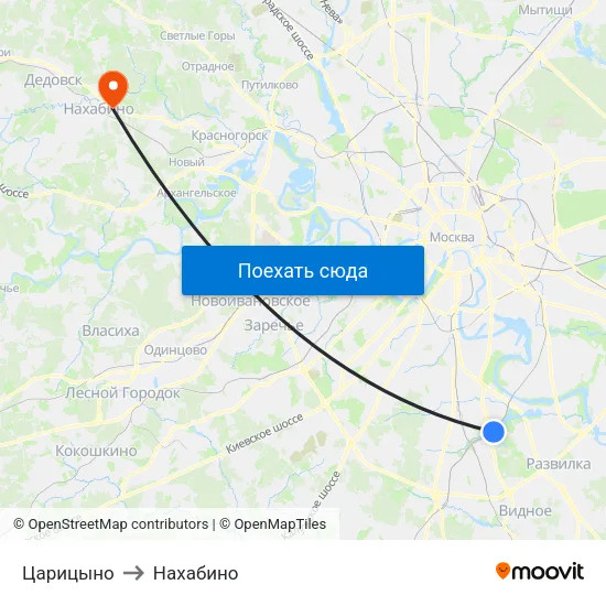 Царицыно to Нахабино map