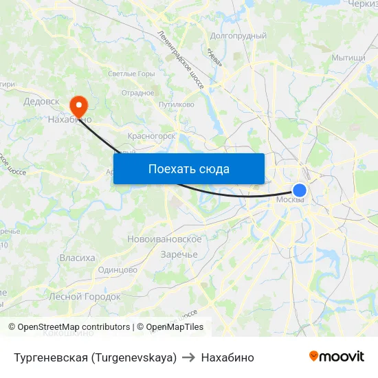 Тургеневская (Turgenevskaya) to Нахабино map