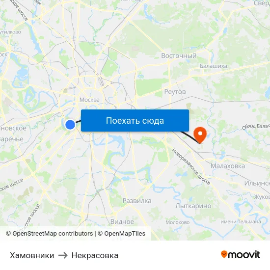 Хамовники to Некрасовка map