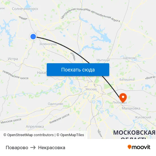 Поварово to Некрасовка map