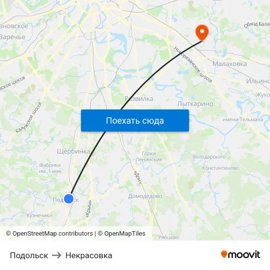Подольск to Некрасовка map