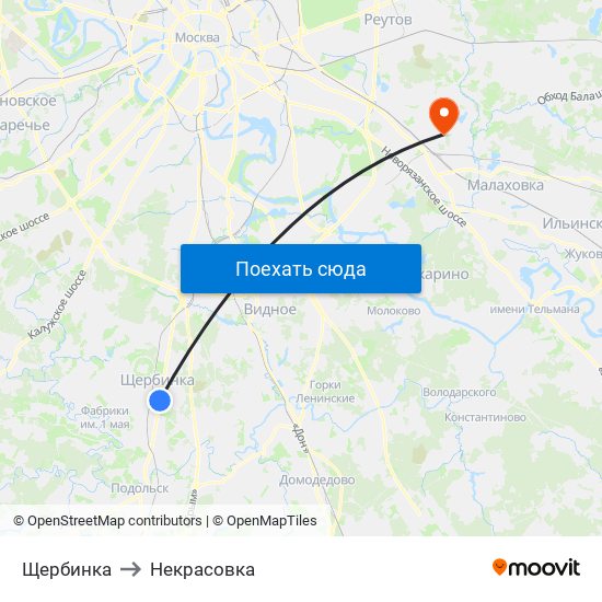 Щербинка to Некрасовка map