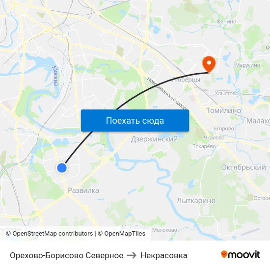 Орехово-Борисово Северное to Некрасовка map