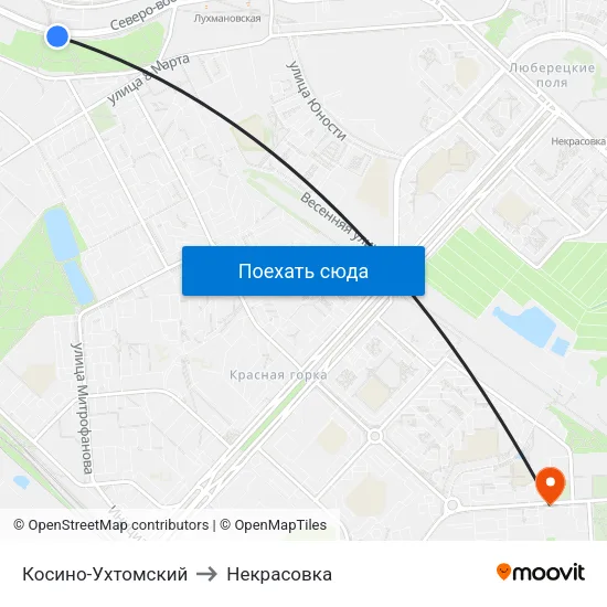 Косино-Ухтомский to Некрасовка map