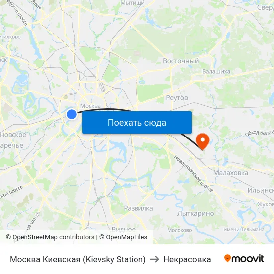 Москва Киевская (Kievsky Station) to Некрасовка map