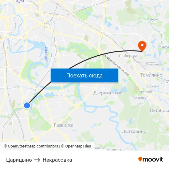Царицыно to Некрасовка map