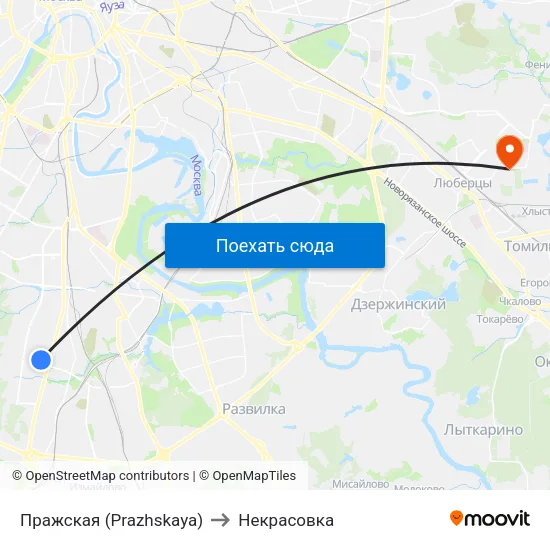 Пражская (Prazhskaya) to Некрасовка map