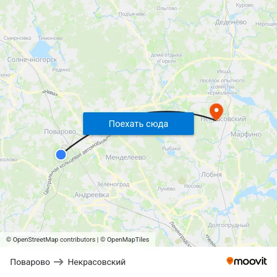 Поварово to Некрасовский map
