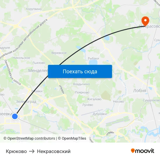 Крюково to Некрасовский map