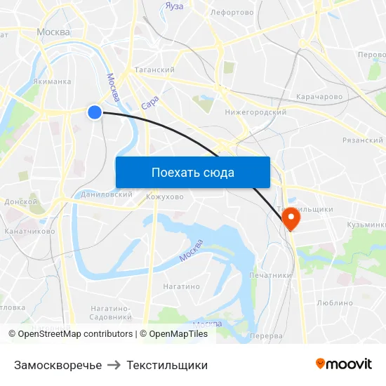 Замоскворечье to Текстильщики map