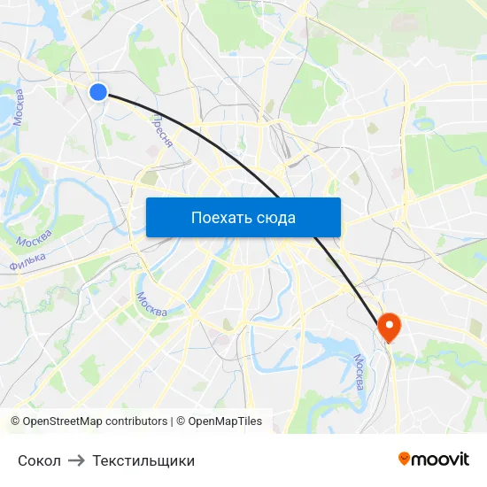 Сокол to Текстильщики map