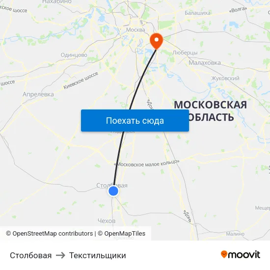 Столбовая to Текстильщики map