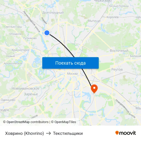 Ховрино (Khovrino) to Текстильщики map