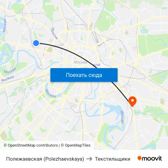 Полежаевская (Polezhaevskaya) to Текстильщики map