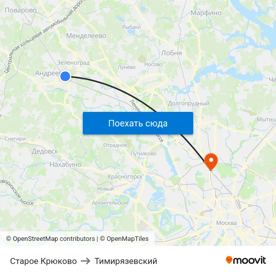 Старое Крюково to Тимирязевский map