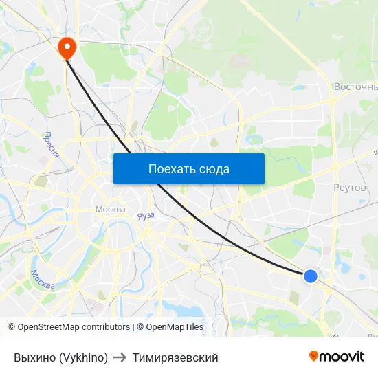 Выхино (Vykhino) to Тимирязевский map