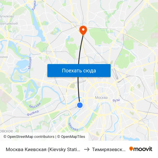 Москва Киевская (Kievsky Station) to Тимирязевский map