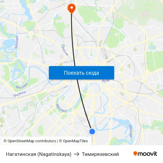 Нагатинская (Nagatinskaya) to Тимирязевский map