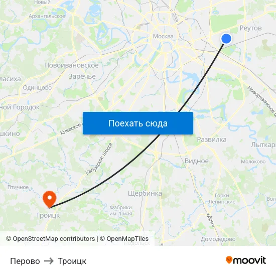 Перово to Троицк map