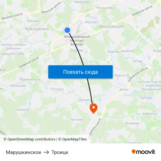 Марушкинское to Троицк map