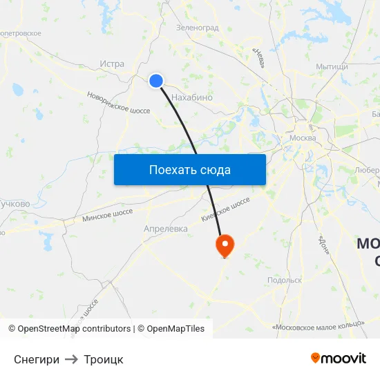 Снегири to Троицк map