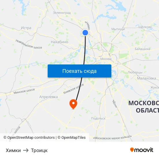 Химки to Троицк map